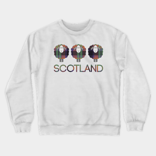 Trio of Scottish Halloween Coloured Tartan Patterned Sheep Crewneck Sweatshirt by MacPean